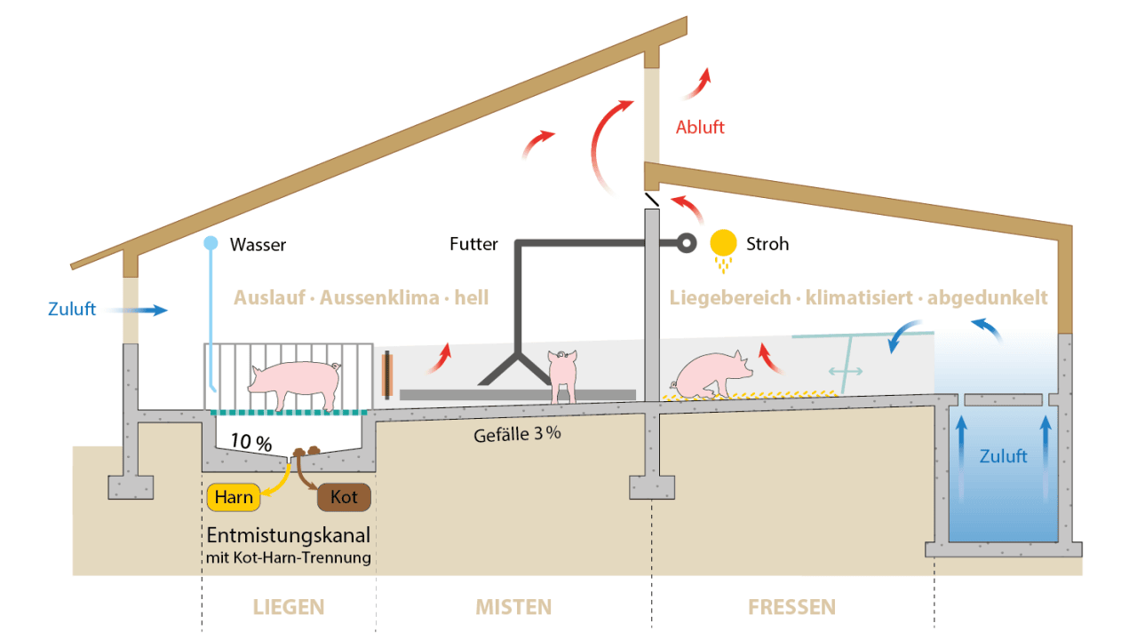 Emissionsarmer Maststall für QM- und Labelställe